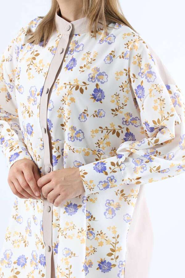 Garnili Desenli Gömlek Lila - 2