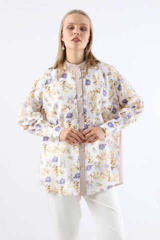 Garnili Desenli Gömlek Lila - 3