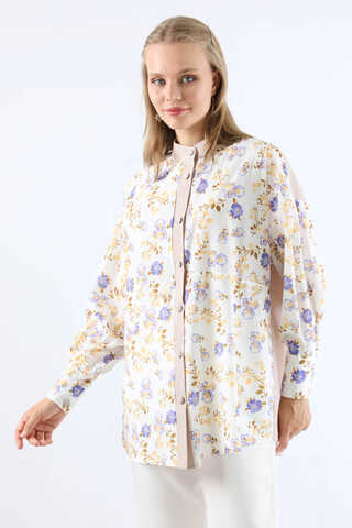 Garnili Desenli Gömlek Lila - 4