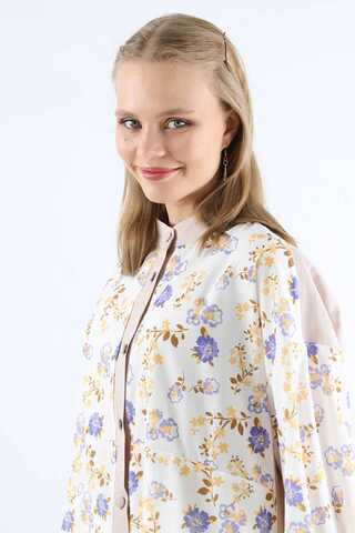 Garnili Desenli Gömlek Lila - 5