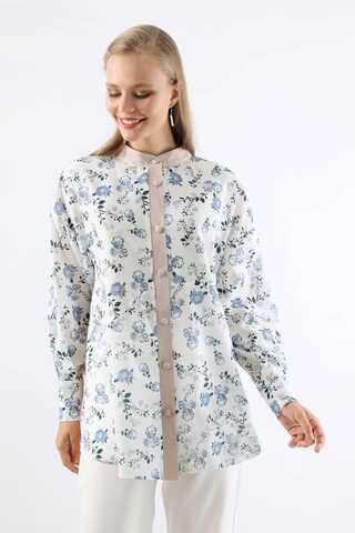 Garnili Desenli Gömlek Mavi - 1