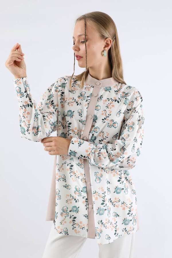 Garnili Desenli Gömlek Mint - 1