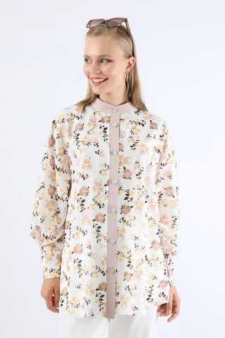 Garnili Desenli Gömlek Vizon - 1