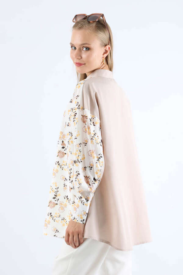 Garnili Desenli Gömlek Vizon - 4