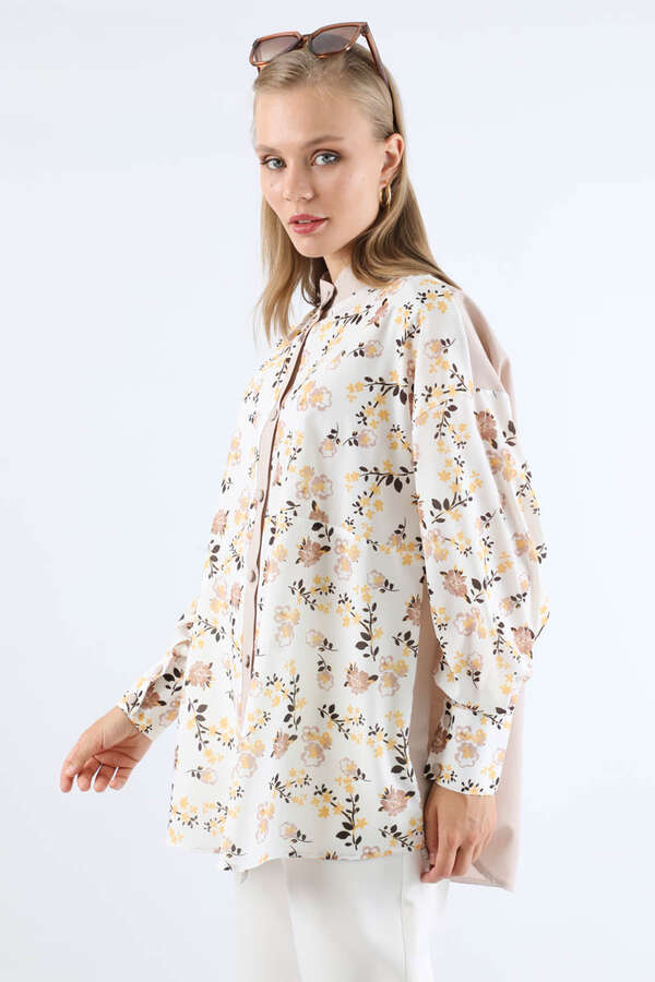 Garnili Desenli Gömlek Vizon - 3