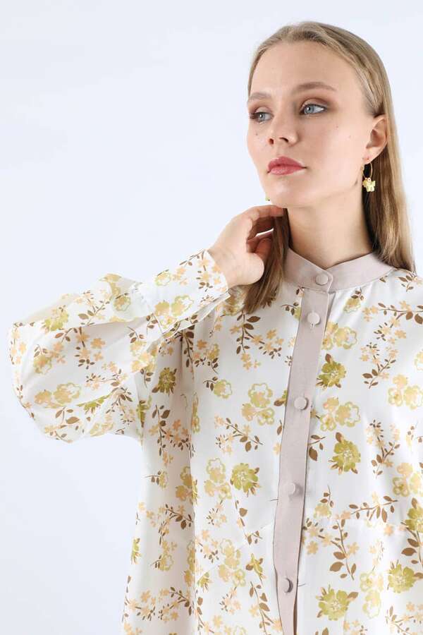 Garnili Desenli Gömlek Yağ Yeşili - 2