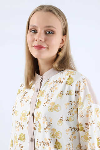 Garnili Desenli Gömlek Yağ Yeşili - 4