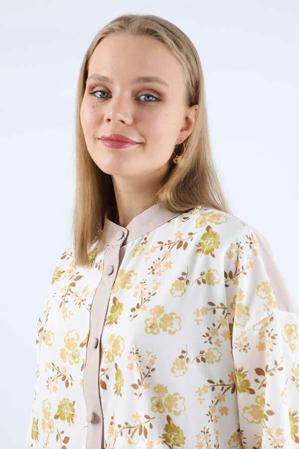 Garnili Desenli Gömlek Yağ Yeşili - 4