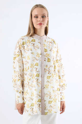 Garnili Desenli Gömlek Yağ Yeşili - 1