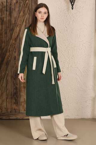 Garnili Kaşe Kaban Koyu Yeşil - 1