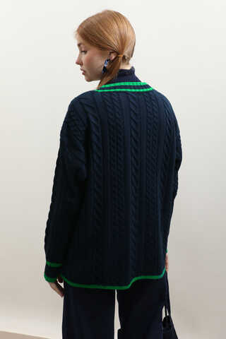 Garnili Örgü Hırka Lacivert - 8