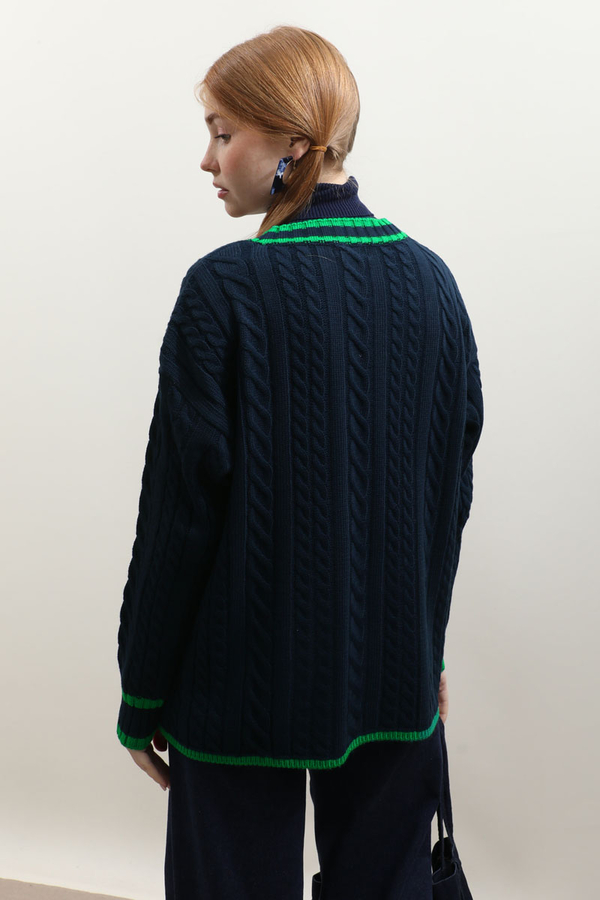 Garnili Örgü Hırka Lacivert - 8