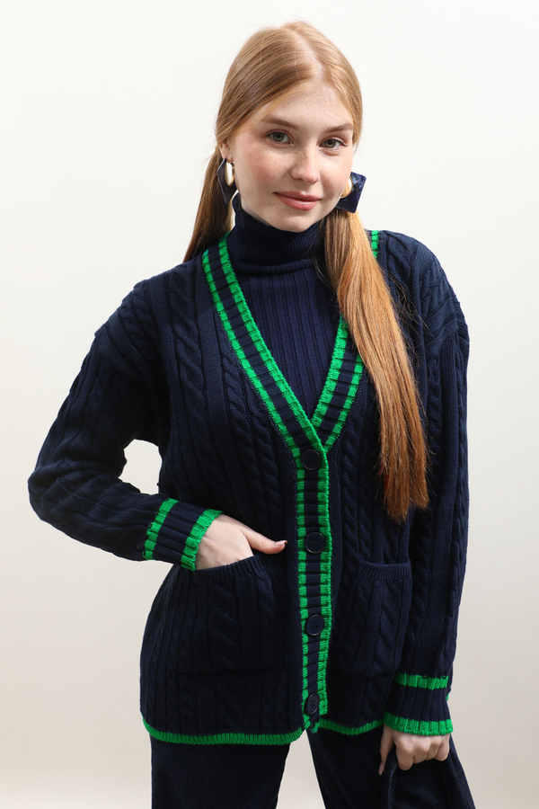 Garnili Örgü Hırka Lacivert - 2