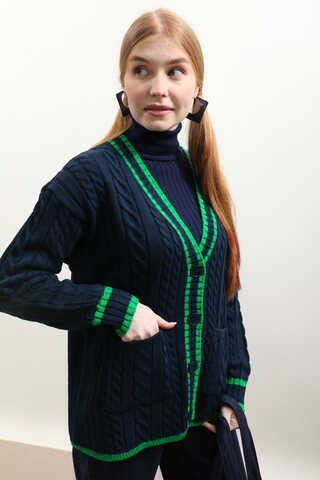 Garnili Örgü Hırka Lacivert - 5