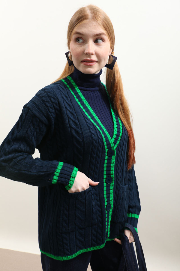 Garnili Örgü Hırka Lacivert - 5