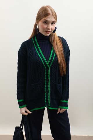 Garnili Örgü Hırka Lacivert - 6