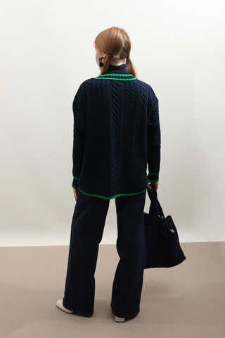 Garnili Örgü Hırka Lacivert - 7