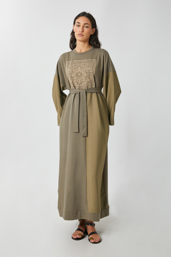 Garnili Sweat Elbise Haki - 1