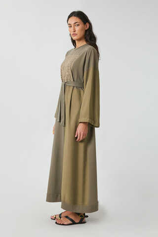 Garnili Sweat Elbise Haki - 4