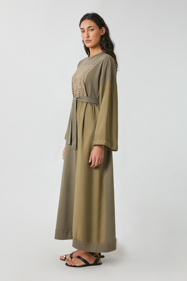 Garnili Sweat Elbise Haki - 4