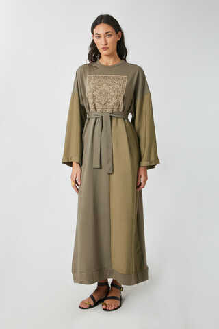 Garnili Sweat Elbise Haki - 5