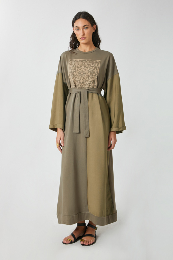 Garnili Sweat Elbise Haki - 7