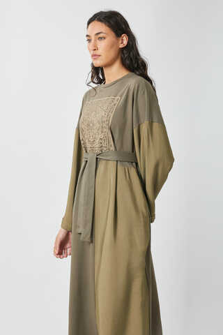 Garnili Sweat Elbise Haki - 8