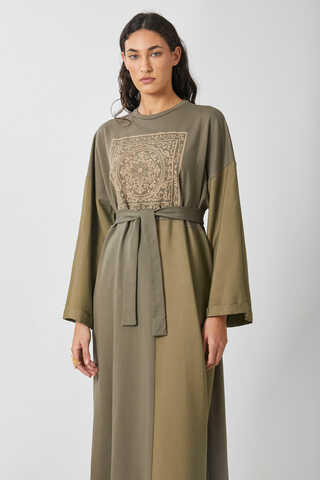 Garnili Sweat Elbise Haki - 2