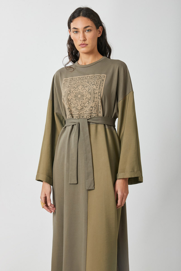 Garnili Sweat Elbise Haki - 2