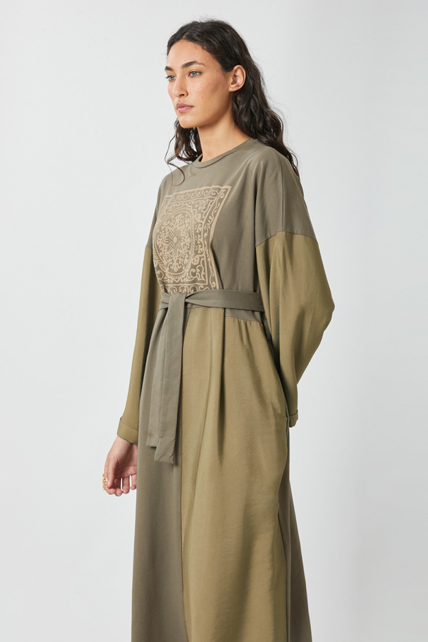 Garnili Sweat Elbise Haki - 8