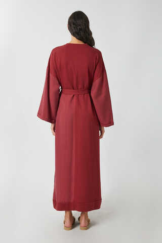 Garnili Sweat Elbise Kırmızı - 9