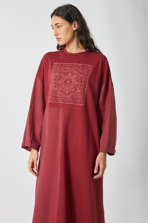 Garnili Sweat Elbise Kırmızı - 5