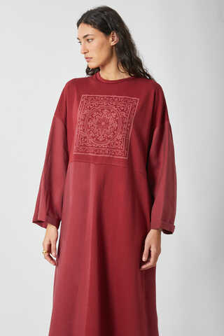 Garnili Sweat Elbise Kırmızı - 5