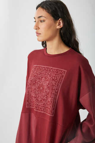 Garnili Sweat Elbise Kırmızı - 3