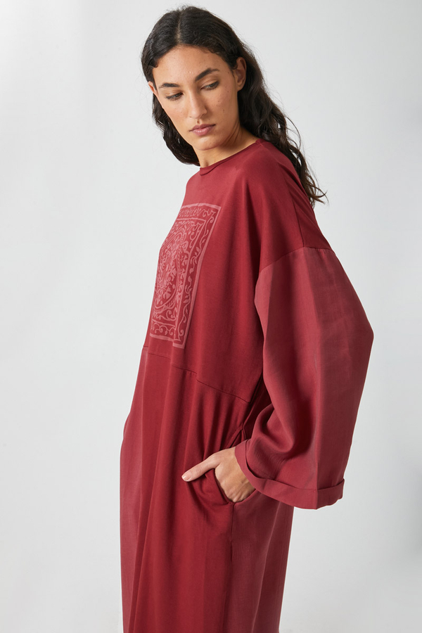 Garnili Sweat Elbise Kırmızı - 6