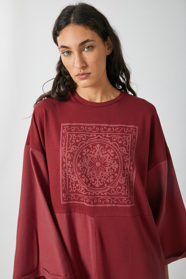 Garnili Sweat Elbise Kırmızı - 7