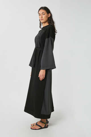 Garnili Sweat Elbise Siyah - 6