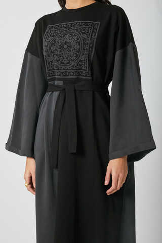 Garnili Sweat Elbise Siyah - 7