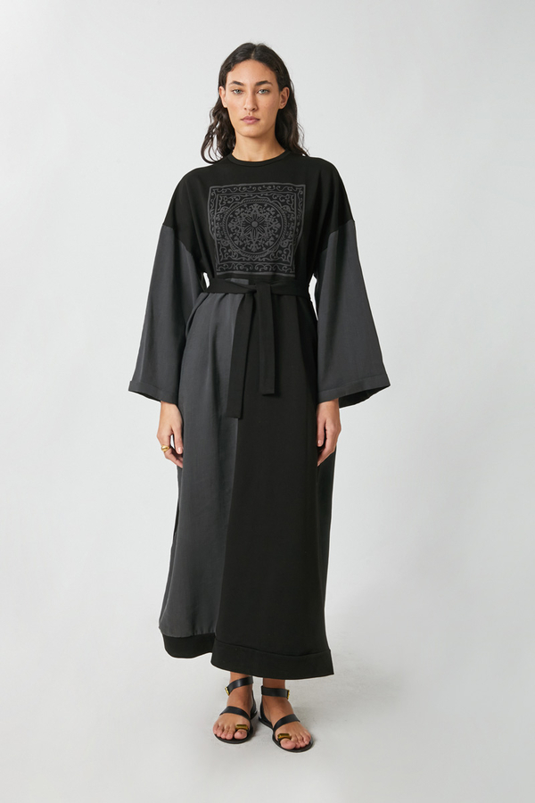 Garnili Sweat Elbise Siyah - 1