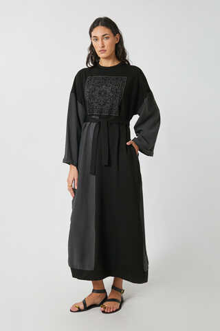 Garnili Sweat Elbise Siyah - 2