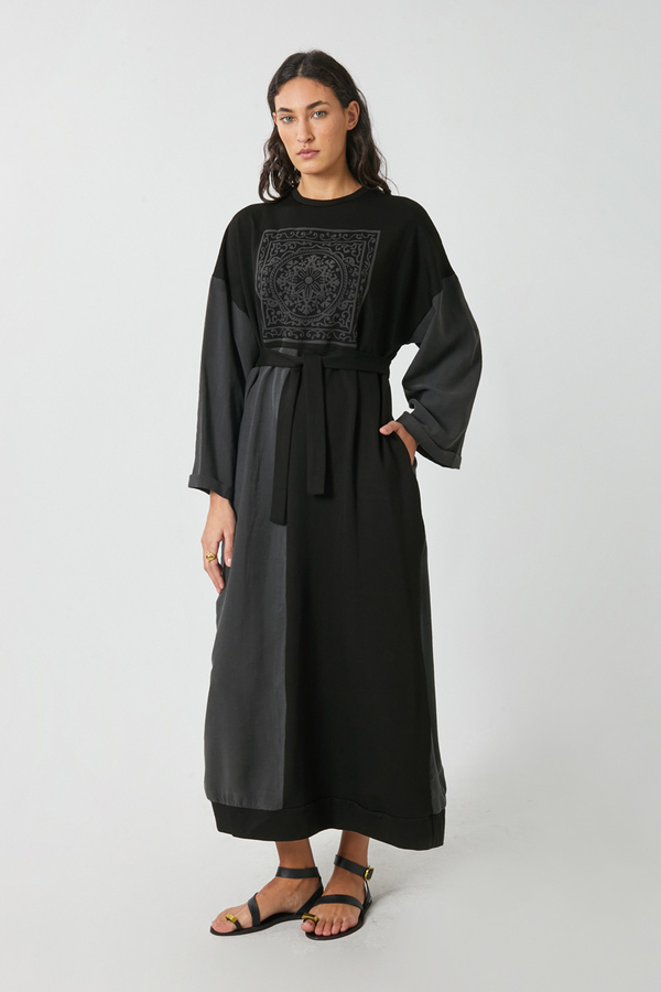 Garnili Sweat Elbise Siyah - 2