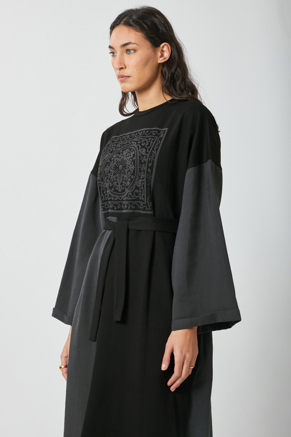 Garnili Sweat Elbise Siyah - 5