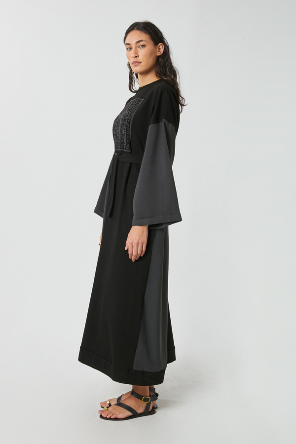 Garnili Sweat Elbise Siyah - 6