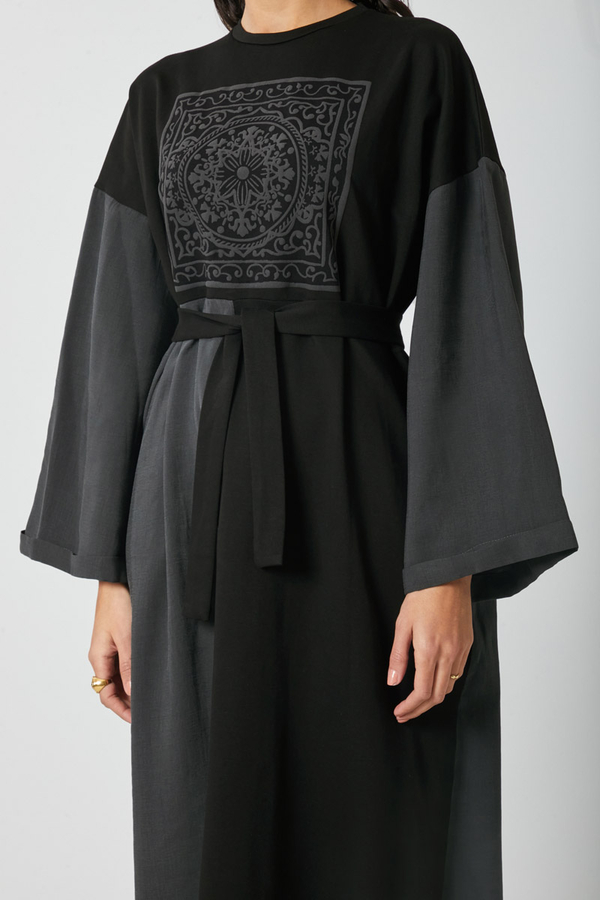 Garnili Sweat Elbise Siyah - 7