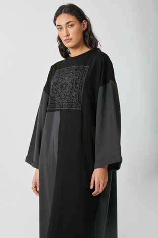 Garnili Sweat Elbise Siyah - 3