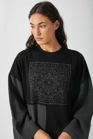 Garnili Sweat Elbise Siyah - 4