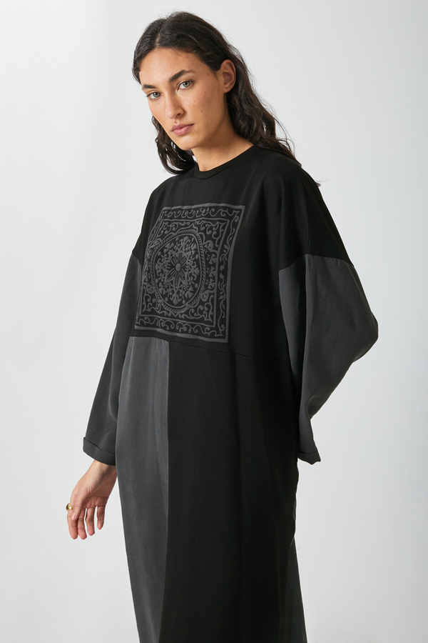 Garnili Sweat Elbise Siyah - 9