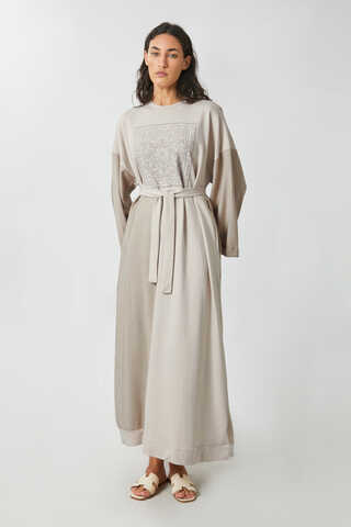 Garnili Sweat Elbise Taş - 4