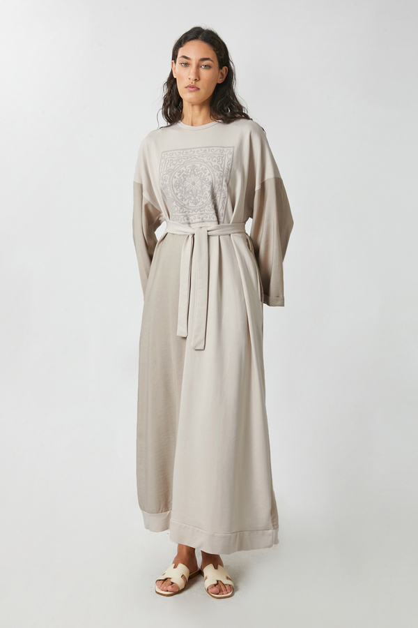 Garnili Sweat Elbise Taş - 4