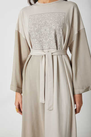 Garnili Sweat Elbise Taş - 5